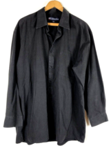 Fortino Landi 17 17.5 Button Down Shirt Black Long Sleeve Mens Cotton Blend - £29.46 GBP