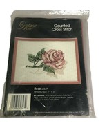 Golden Bee Rose Counted Cross Stitch Kit w/ Plastic Frame 60347 - £7.78 GBP