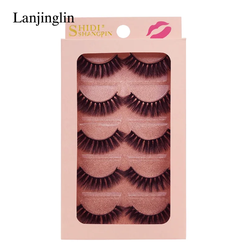  3d mink lashes 1 box natural false eyelashes makeup 5 pairs handmade fake lash eyelash thumb200