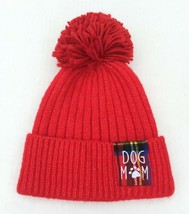 Dog Mam Rib Knit Beanie Hat with Pom Pom Soft Stretchy Ski Cap NEW RED #Z - £9.58 GBP