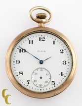 Elgin Antique Open Face Gold Filled Pocket Watch Gr 303 Size 12 7 Jewel - £415.57 GBP