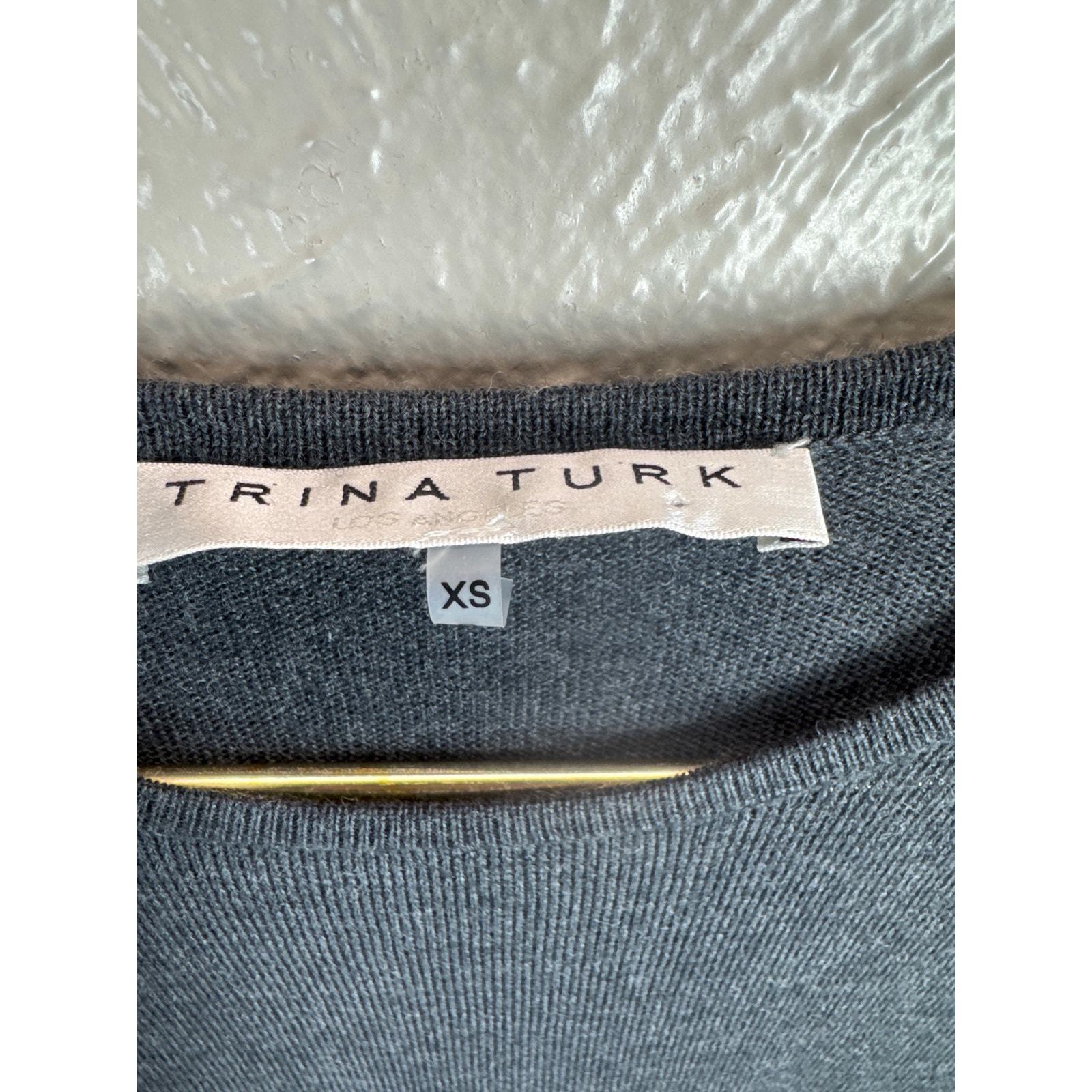 Trina Turk Charcoal Fringe Sass Merino Wool Sweater Dress Size XS Extra Small Item image 4