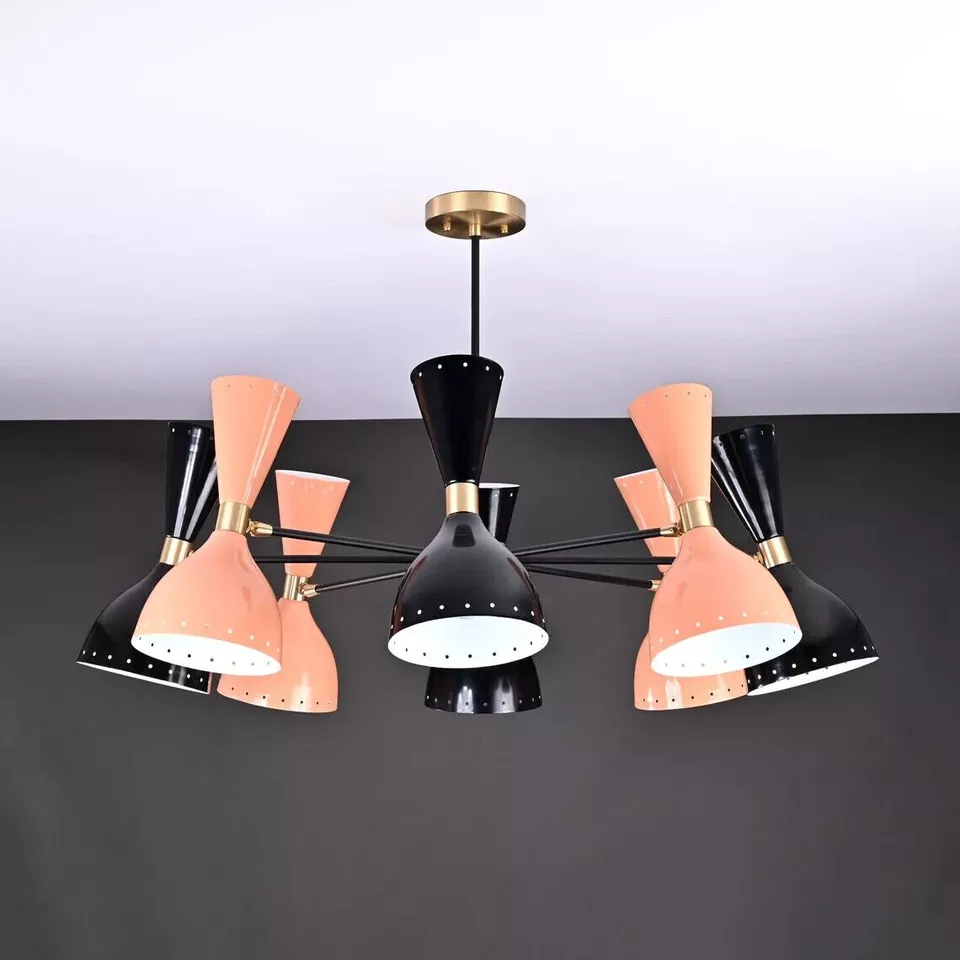 16 Light Elegant Italian Pendant Modern Stilnovo Style Mid Century Brass... - $499.00