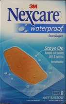 3M NEXCARE WATERPROOF BANDAGES Knees &amp; Elbows 2 3/8&quot; x 3 1/2&quot; Latex Free... - $4.99