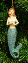 Hand Painted Resin Mermaid W/ Blue Shimmery Tail Christmas Ornament Style 3 - £7.88 GBP