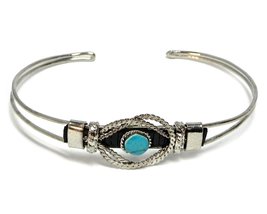 Mia Jewel Shop Mini Round Gemstone Silver Metal Cuff Bracelet Healing Crystal Ca - £11.89 GBP