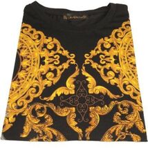 Men LAVERITA European Fashion Crew Shirt Rhine Cross Floral 93370 Black image 2