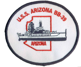 4&quot; Navy Uss Arizona BB-39 State Battleship Naval Round Embroidered Patch - £23.42 GBP