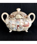 Antique Japanese Sugar Bowl W Lid Moriage Handpainted Kutani Geisha Gard... - $36.10