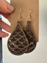 Wooden Earrings Dark Brown Cut out Earring s - $128.93 MXN