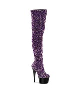 PLEASER ADORE-3020 Women&#39;s 7&quot; Heel Platform Sequin Thigh High Inside Zip... - $1,530.19 MXN
