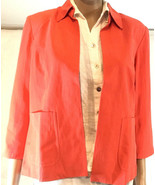 Jacket Silk Linen Petite 4 PXS Coldwater Creek Lined Collar Open Front P... - $34.46 CAD