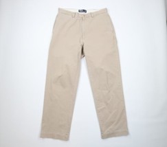 Vtg 90s Ralph Lauren Mens 35x32 Distressed Spell Out Wide Leg Chino Pants Beige - £46.40 GBP