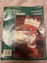 VTG Bucilla Jeweled Felt Christmas Stocking Kit - Fireside Santa - 18&quot; N... - $32.71
