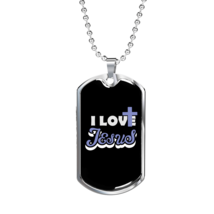 I Love Jesus Necklace Stainless Steel or 18k Gold Dog Tag 24&quot; Chain - £37.84 GBP+