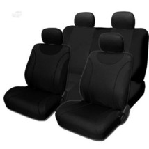 For Mercedes New Sleek Flat Black Cloth Front and Rear Car Seat Covers Set  - £27.66 GBP