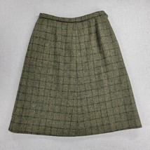 Vintage Womens Skirt Sage Green Wool Tweed Windowpane Check A-Line Caree... - £21.31 GBP