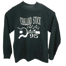 Long Sleeve T-Shirt Size M Black Fruit of Loom 1995 Made USA Music Vintage 90s - £10.13 GBP