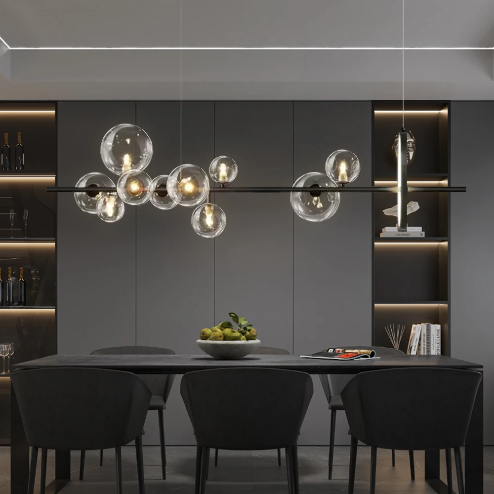 Nordic Pendant Light Led Long Pendant Chandelier Dining Room Living Room Glass - £176.27 GBP+