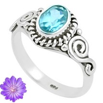 Gift For Her Natural Blue Topaz Cluster Ring Size  925 Silver - £5.84 GBP