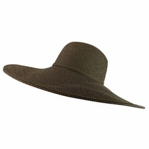 Trendy Apparel Shop UPF 50+ Paper Braid Tweed 6&quot; Flat Brim Sun Shade Hat - Black - £31.45 GBP