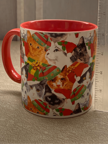 Primary image for Christmas Cats Kitties Coffee Mug-Red/Green Oversized Comedy EUC