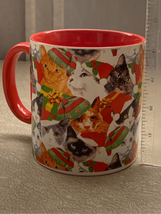 Christmas Cats Kitties Coffee Mug-Red/Green Oversized Comedy EUC - $4.46