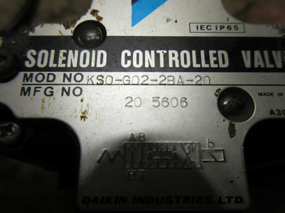 DAIKIN SOLENOID CONTROLLED VALVE MOD NO KSO-G02-2BA-20 MFG 20 5606 KSO-G02 Item image 4