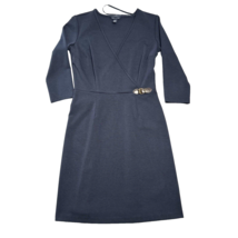 Tommy Hilfiger Womens 3/4 Sleeve Navy Dress Faux Wrap Leather Buckle SmallPetite - £10.52 GBP