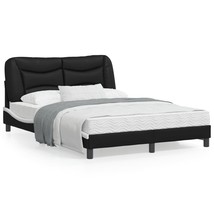 Bed Frame without Mattress "Hvar" Black and White 53.9"x74.8" Faux Leather - $8,278.36 MXN