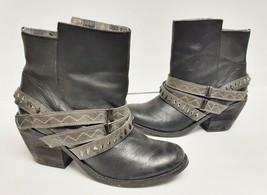 Naughty Monkey Western Cowboy Ankle Boots Biker Leather Black Brown Women&#39;s 7.5 - £31.32 GBP