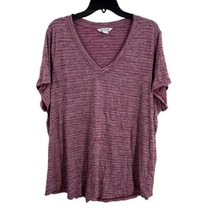 Athleta Top Pink Stripe Breezy V-Neck Lightweight Loose Fit Tee Womens 3X - £18.53 GBP