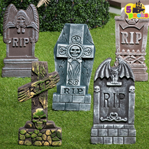 JOYIN 17” Halloween Foam RIP Graveyard Tombstones (5 Pack), Yard Sign Headstone - £23.90 GBP