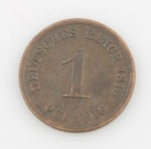 1875 German 1 Pfenning Minted in Darmstadt Better Date Very Fine KM# 1 - $1,218.01 MXN
