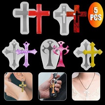 5Pcs Cross Silicone Resin Mold Jewelry Epoxy Making Casting Mould Craft ... - £12.54 GBP