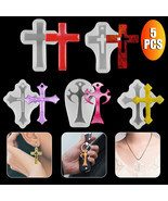 5Pcs Cross Silicone Resin Mold Jewelry Epoxy Making Casting Mould Craft ... - £12.00 GBP