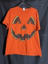 Vintage Halloween Pumpkin face orange men large shirt see photos few sma... - £9.74 GBP