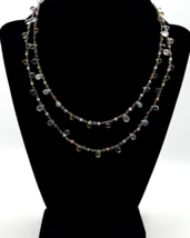 Vtg Satellite Necklace Gold Tone Chain Multicolor Crystals Dainty 36" Lo... - $17.61
