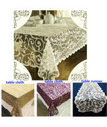 Vintage Lace Rectangle Tablecloths with Elegant Crochet Table Cloth Covers - $18.53