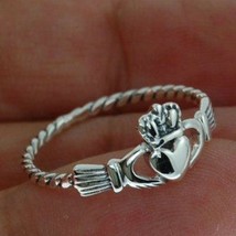 Women&#39;s Gifts 14K White Gold Plated Silver Claddagh Heart Promise Twisted Ring - $61.70