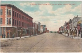 Junction City KS Kansas Postcard 1921 Washington Street Looking North Caney - £2.39 GBP