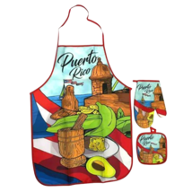 Puerto Rico Kitchen Set of 3 Apron, Oven Mitt, Pot Holder - £14.94 GBP