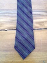 Vintage 60s Mid Century 100% Silk Mod Schoolboy Skinny Striped Tie 2.25&quot;... - $14.84