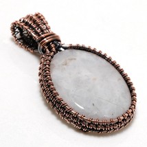 Rainbow Moonstone Gemstone Fashion Copper Wire Wrap Pendant Jewelry 2.30&quot; SA 874 - $4.99