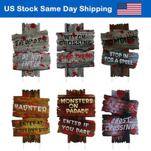 6 Pcs Halloween Yard Decorations Outdoor Yard Signs Stakes Beware Props 15&quot;X11&quot; - £20.83 GBP