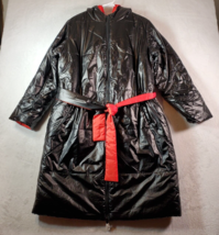 G by Giuliana Puffer Coat Womens Large Black Red Reversible Hooded Full Zipper - £35.21 GBP