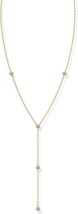 14K Gold Plated Lariat Station Necklace for Women Simulated Diamond Chai... - $30.35