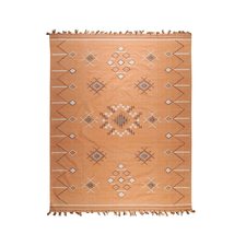 EORC EI01CO4X6 Hand-Knotted Cotton Flat Weave Rug, 4&#39; x 6&#39;, Coral - £143.23 GBP