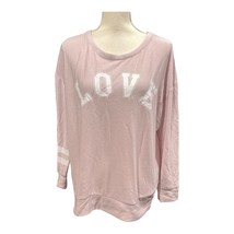 Chasor Sweatshirt Womens M  Pink Fleece Love Print Loungewear Athleisure... - $18.49