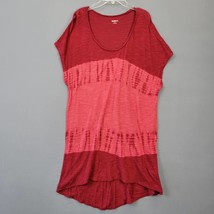 Ruff Hewn Women Dress Size L Red Brick Casual Colorblock Cap Sleeves Scoop Neck - £8.56 GBP